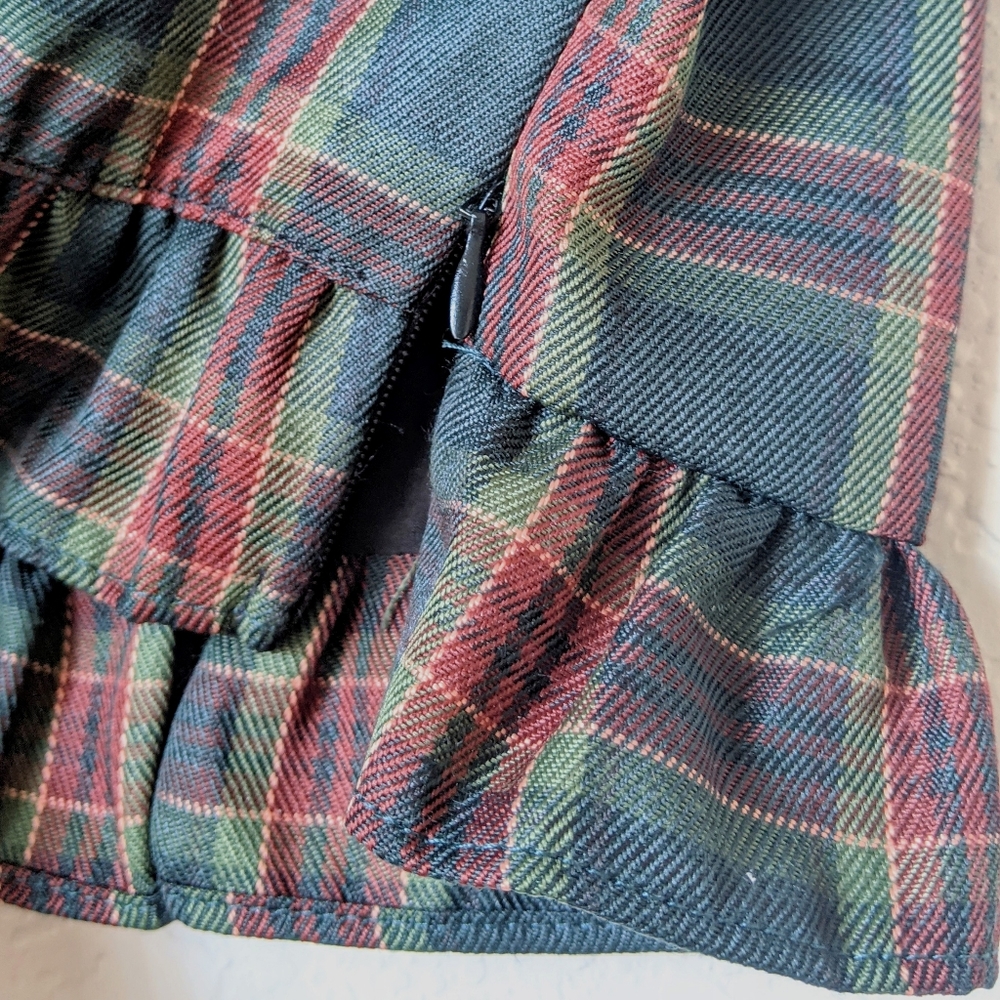 green plaid puff sleeve crop top - Picture 3 of 5